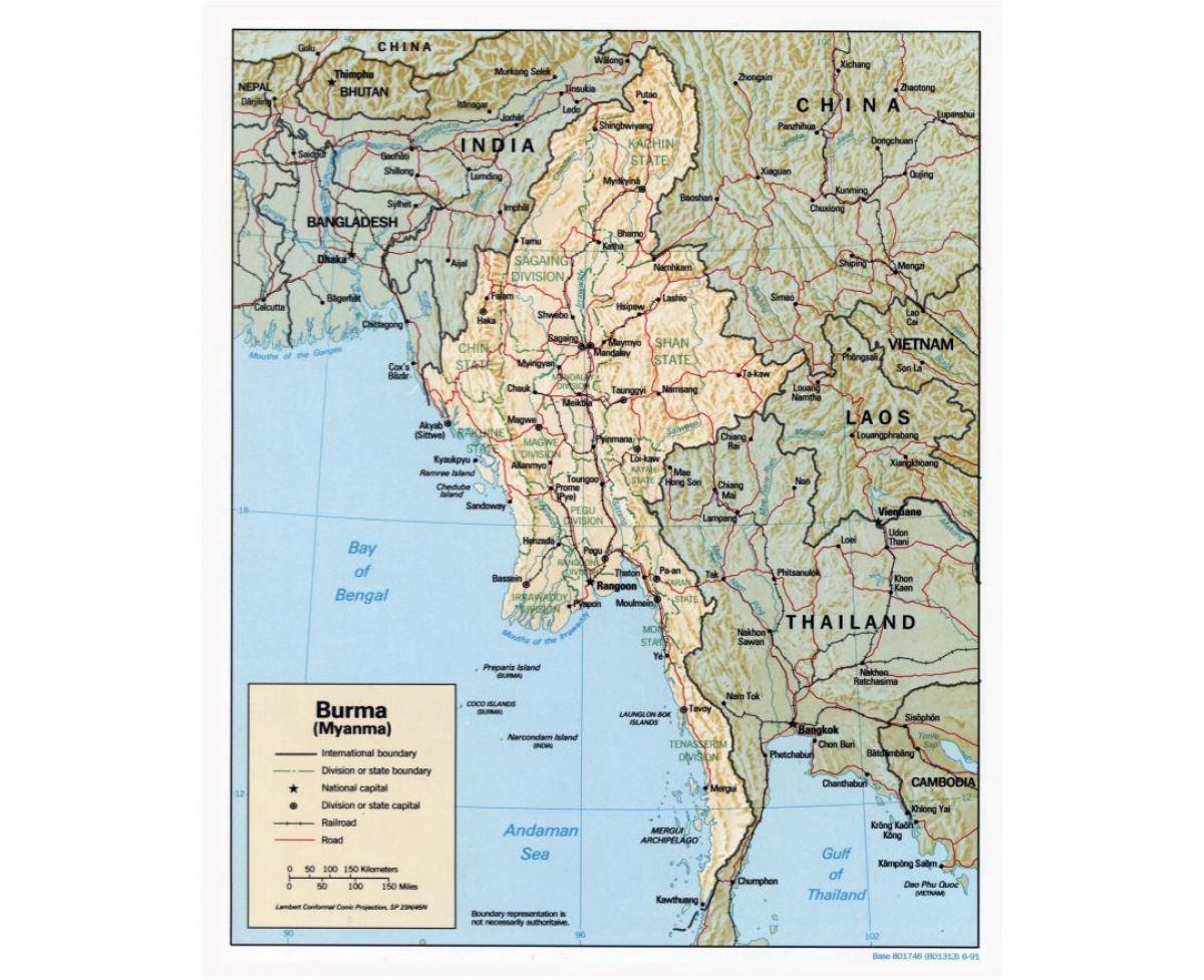 map of Myanmar with cities