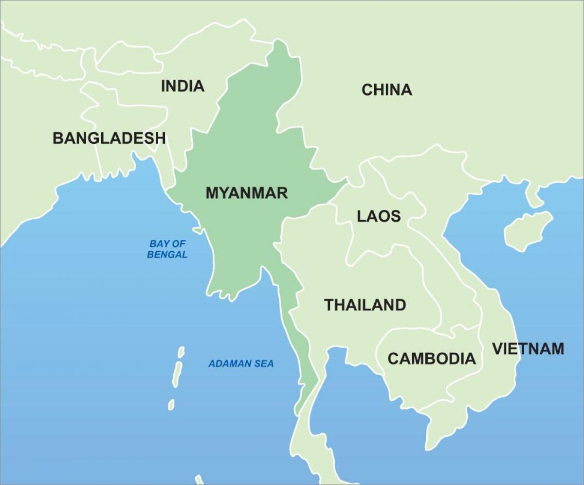 Myanmar on asia map