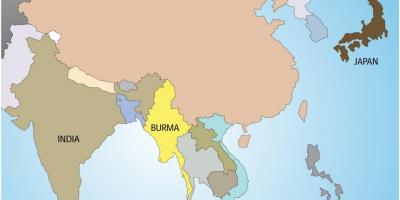 Myanmar in world map