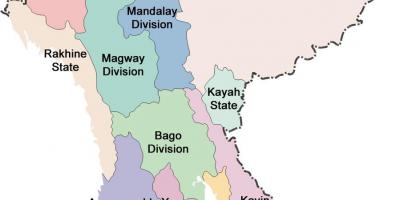 Myanmar map and states