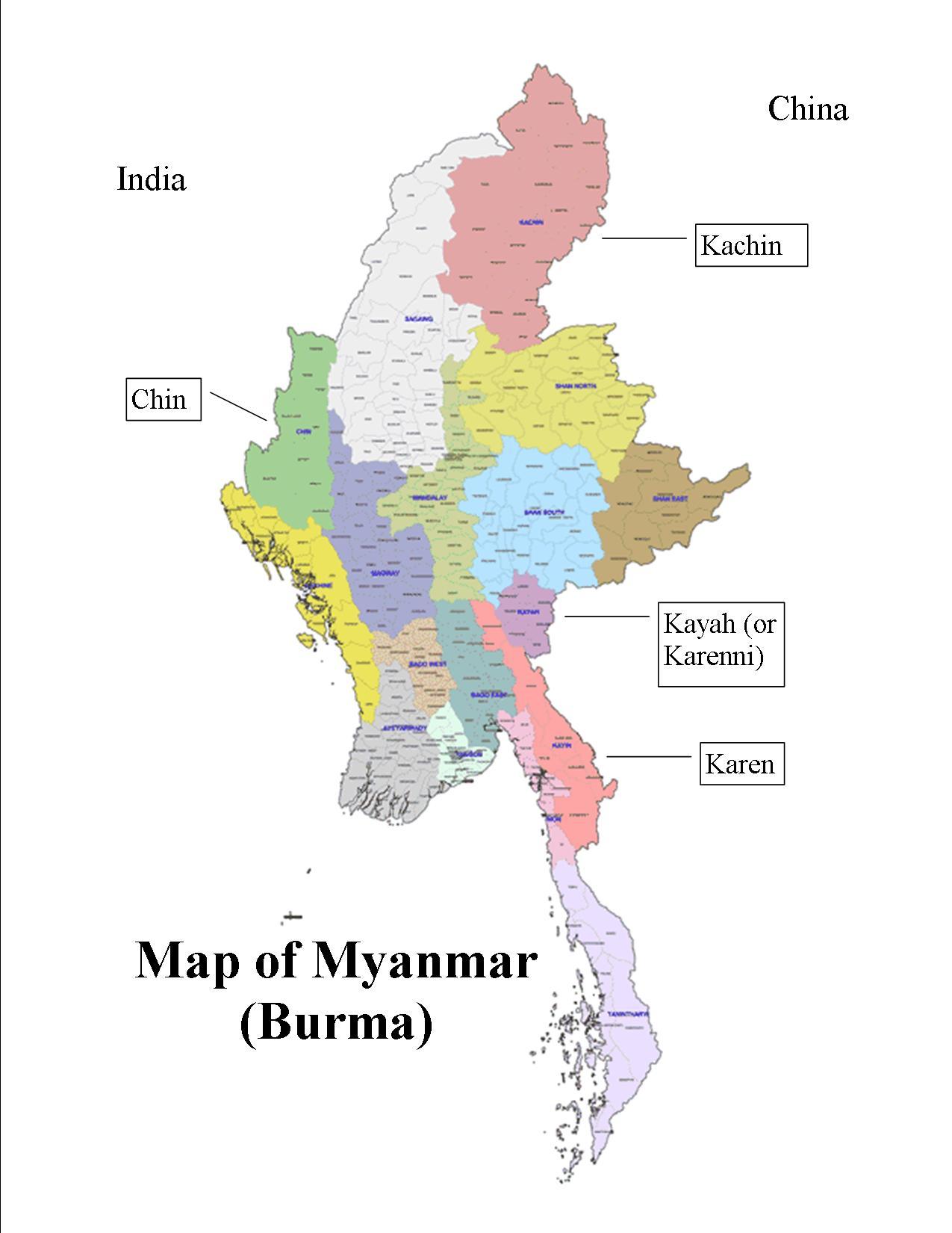 Burma map states - Myanmar map and states photos (South-Eastern Asia ...