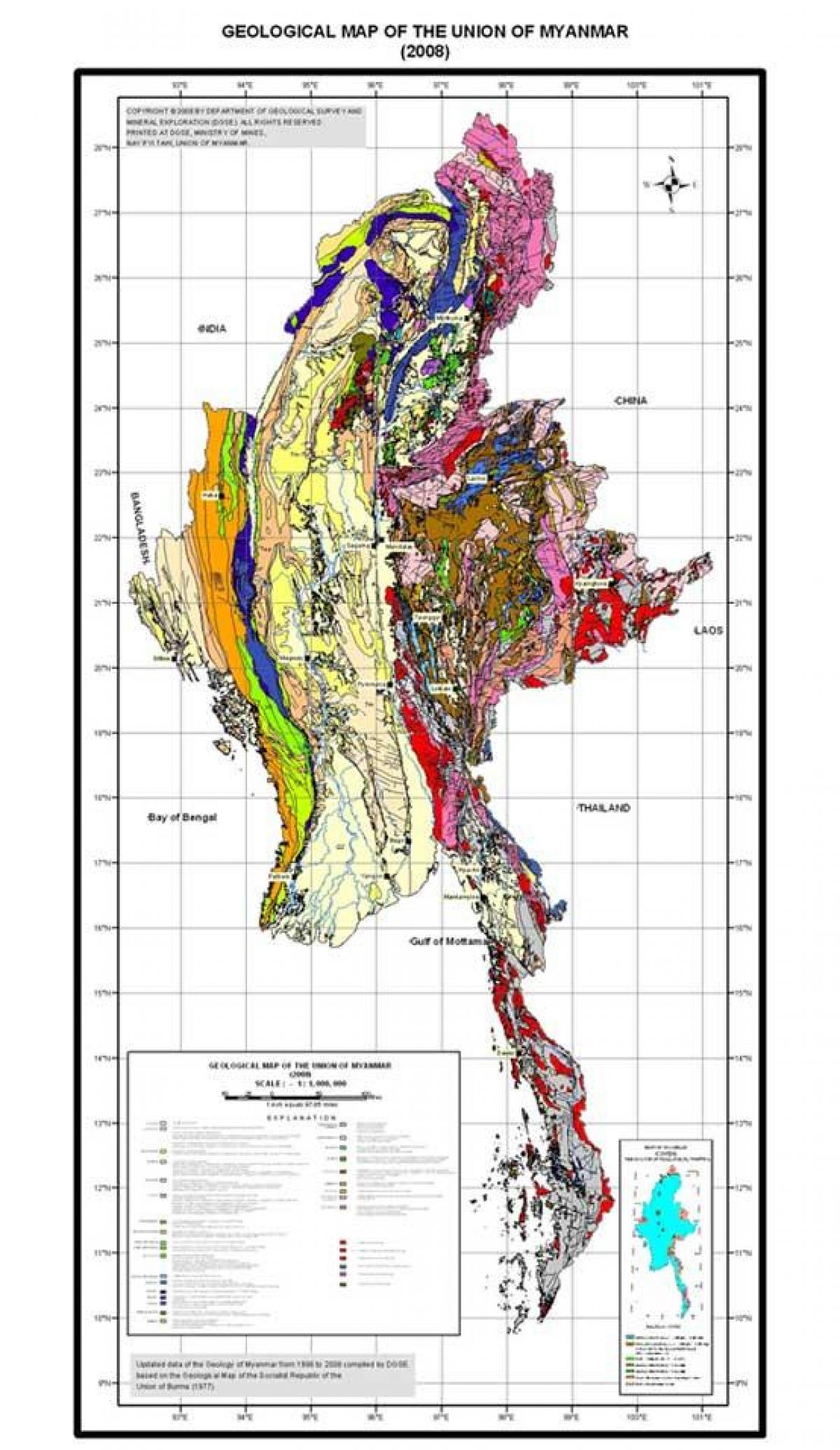 Map of geological Myanmar 2008