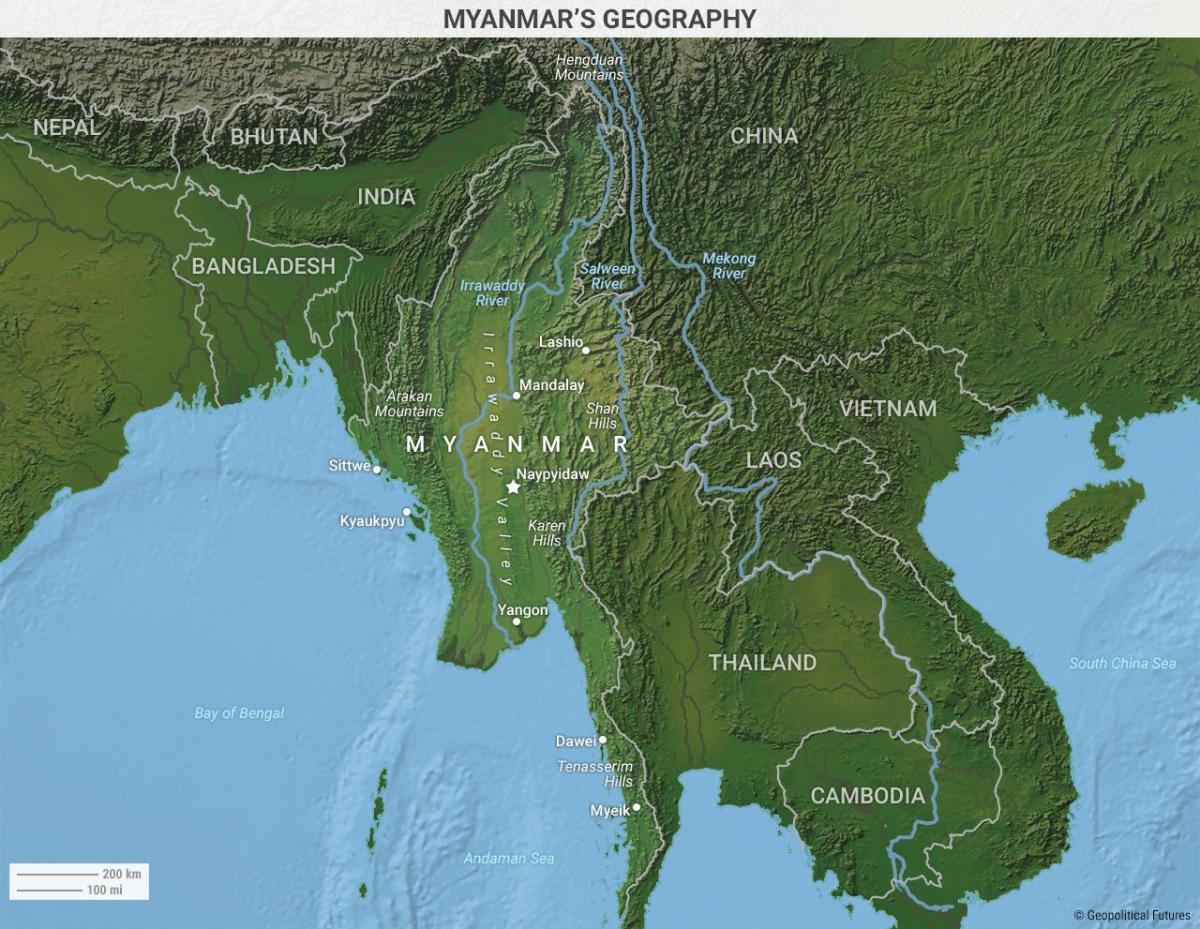 Burma geography map