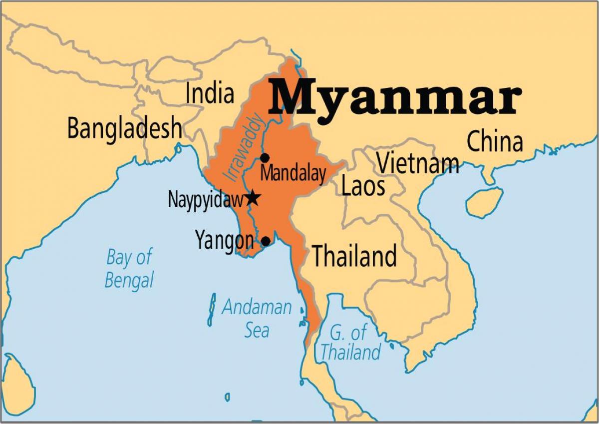 location of Myanmar in world map