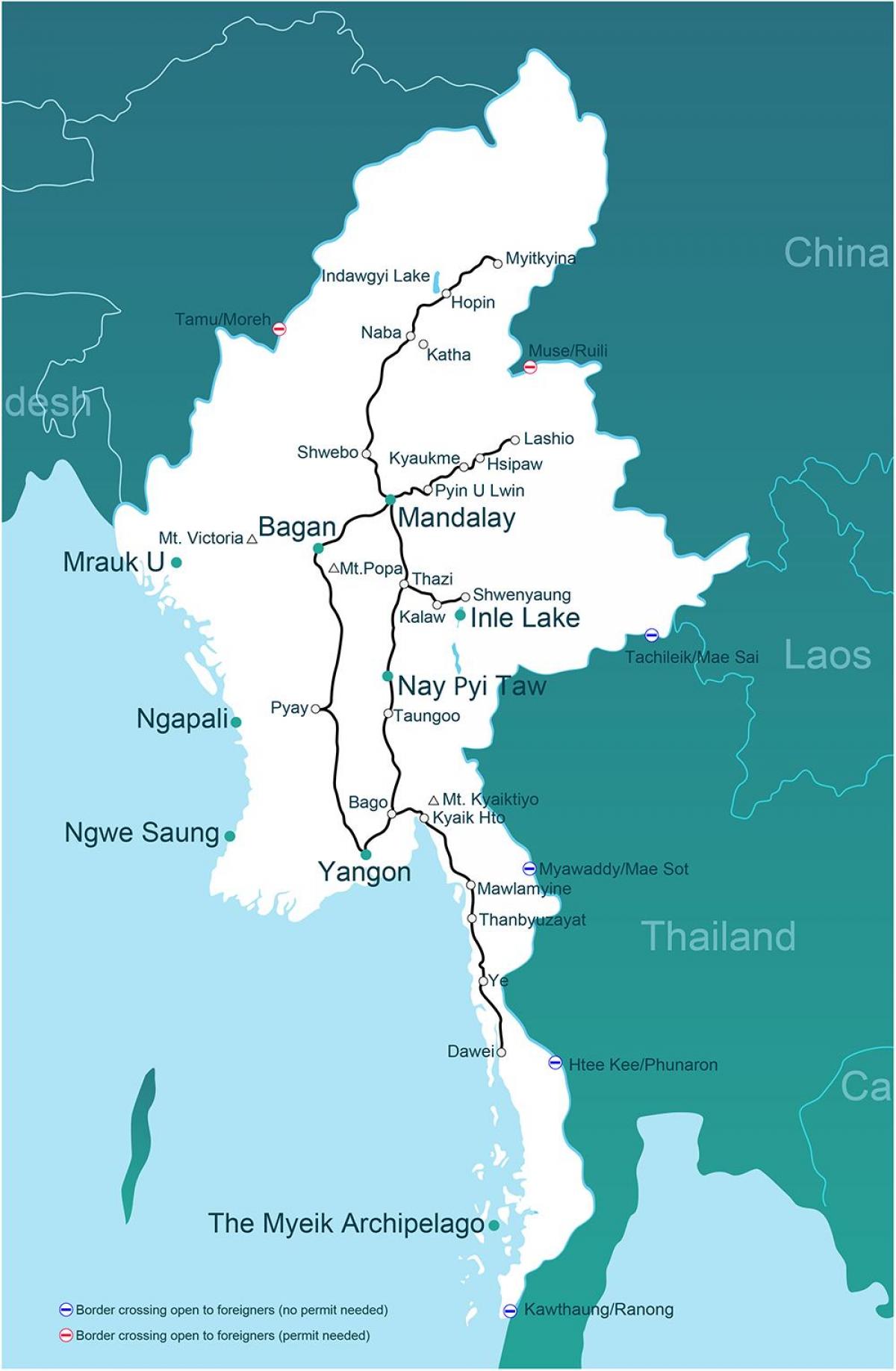 Myanmar train map
