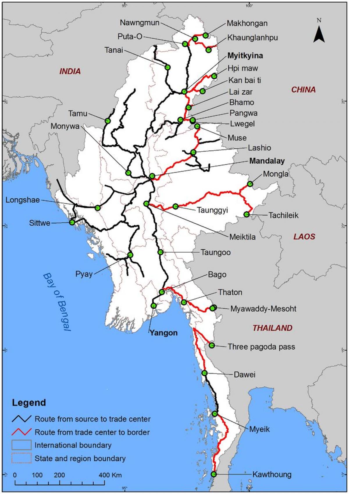 Myanmar road map detail